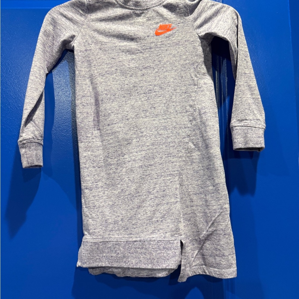 Nike Heather Gray Long Sleeve Dress with Orange Logo
